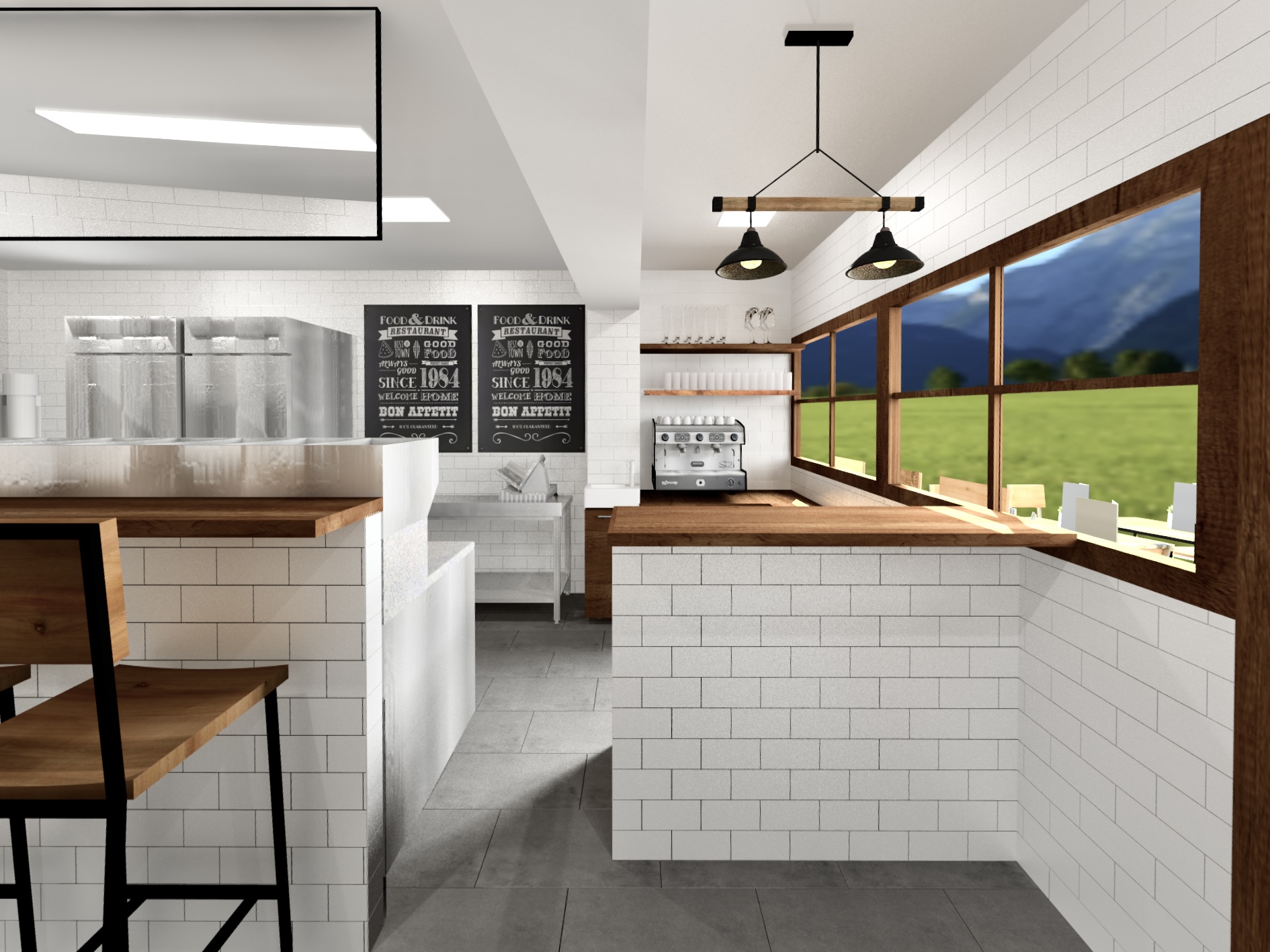 Modern pizzéria látványkonyhával